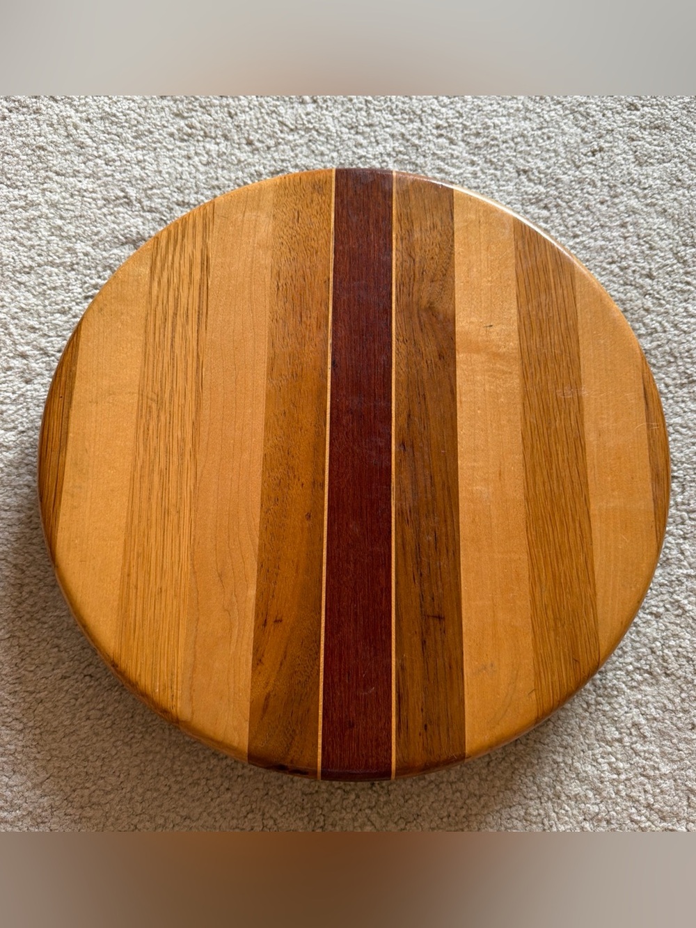 David Levy Signed Mixed Wood Spinning Lazy Susan Spices Kitchen